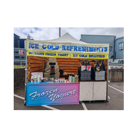 hire a refreshment stand for Corporate Event to serve frozen yogurt and cold drinks, Mobile Froyo bar, cold refreshment required for company fun day. frozen yogurt bar.
