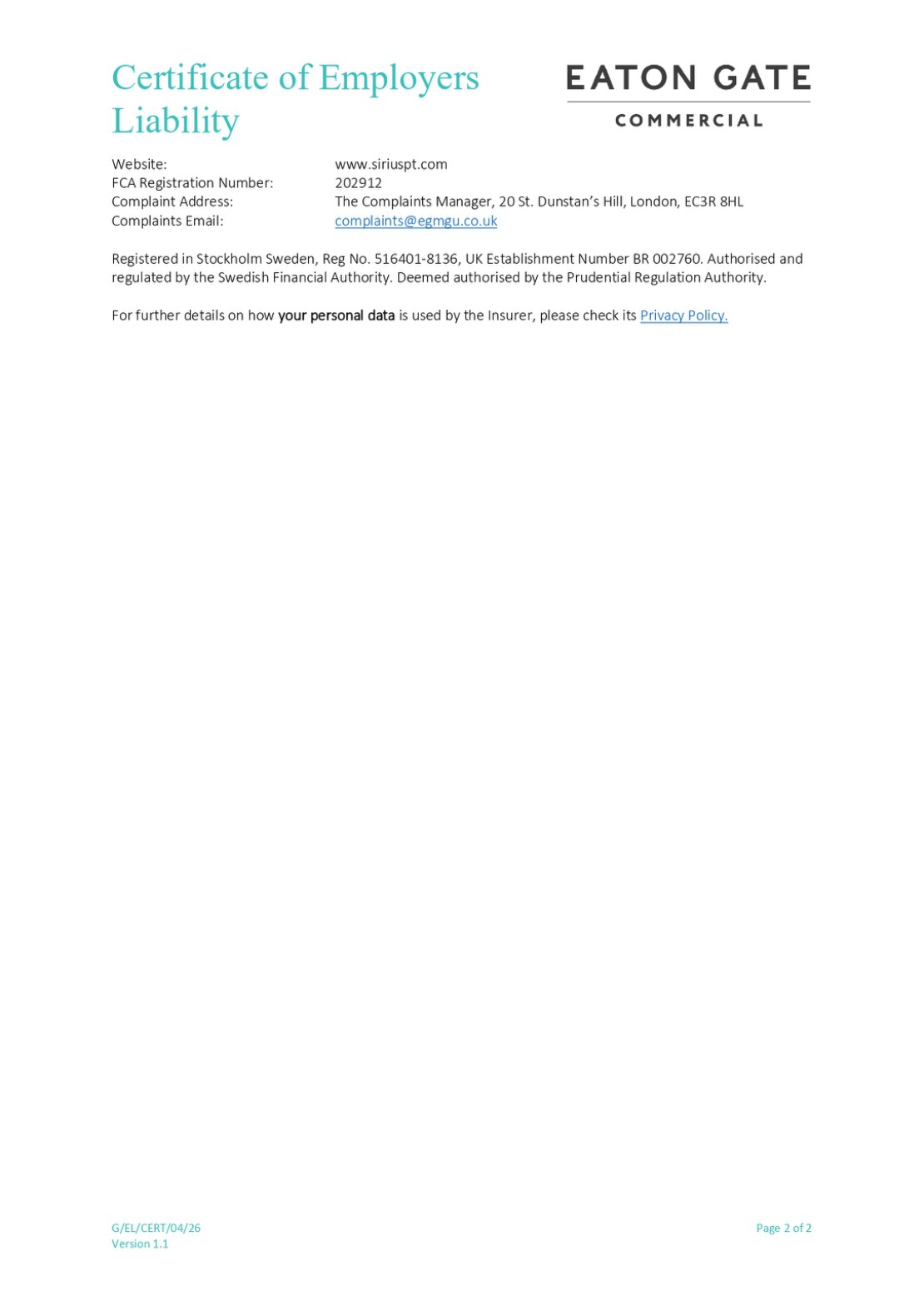 fun food catering Employers liability