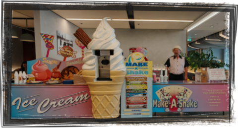 mobile milkshake van pop-up stand, serves ice cream based thick shakes with sweet treats added, birthday party, corporate hospitality, wedding festival, London.